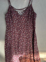 Nine Britton Floral Mini Dress Womens XL Burgundy Strappy V-Neck Sun Dress‎ Photo 0