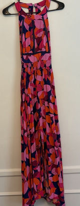 Anthropologie‎ Abel The Label Charlotte halter maxi dress orange Blue Pink M Photo 0