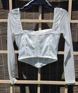 NEW Windsor Ivory Long Sleeve Satin Corset Top Medium Photo 0
