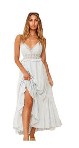 Selfie Leslie Desert Rose Maxi Dress Ice Blue Size XL Cottagecore Spring Boho Photo 0