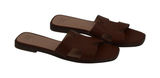A New Day Womens Brown Faux Leather Cutout Slide Sandals Size 9.5 Open‎ Toe Photo 0