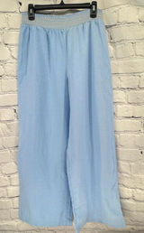 ASOS Linen Blend Wide Leg Pants Women's S Blue Coastal Summer Photo 0
