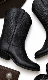 Tony Lama Black Leather Western Cowboy Boots Women’s 8 M Vintage USA Western GUC Photo 0