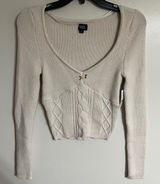 Beverly and Beck PacSun Cropped Sweater Lilac Rosebud Cable Knit Size Small‎ NEW Photo 0