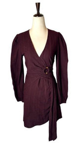 The Fifth Label Dress Women‎ XS Plum Long V Neck Linen Blend Tide Dress NWT Photo 0