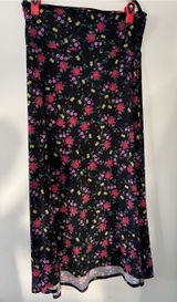 LuLaRoe Black Pink Floral Maxi Skirt XL Elastic Waist Stretchy Cottagecore Romantic Photo 0