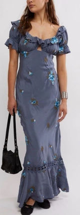 NEW FREE PEOPLE Bali Santa Cruz midi Dress In Blue sz XS Photo 0