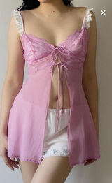 Victoria's Secret Lace Trim Camisole Nightgown Pink Silk Y2K Vintage XS Photo 0