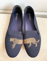 VIVAIA Audrey Round-Toe Embroidered Loafers Leopard Embroidery Size 43 Photo 0
