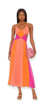 Love The Label Cut-Out Dress in Coral Color Combo Photo 0