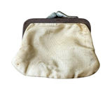 👜 Antique Silk Satin Coin Purse Mini Kiss Lock‎ Change Pouch Early 1900s 👜 Photo 0
