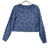 Disney Stitch Graphic Crop Top Long Sleeve Shirt‎ All Over Print L Space Planets Photo 0