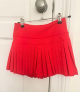 Red Gold Hinge Pleated Tennis Skirt Photo 0