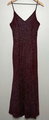 Fiesta Fashion VTG 90s Whimsigoth‎ Maxi Dress Gown M Burgundy Glitter Event Party Cocktail Photo 0