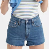 Levis Women Shorts Sz 29 NWT Medium Wash Cut Off 501 High Rise Button Fly Denim Photo 0
