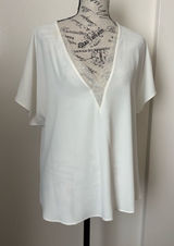 White House Black Market White V-Neck Short Sleeve Blouse Photo 0