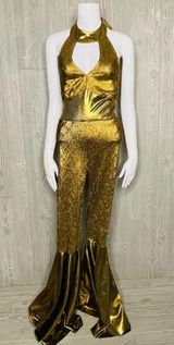 Costume culture Franco disco 70s diva Halloween costume cosplay gold jumpsuit sm Photo 0