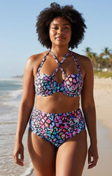 Tempt Me Womens Bikini Set High Waisted Push Up Halter Leopard‎ Print 2 Piece M Photo 0