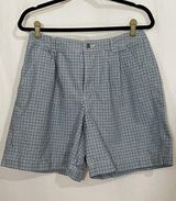 Vintage Liz wear Women’s Shorts 12 High Waisted Blue Gingham Pleated Photo 0