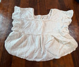Anthropologie White Cotton Gauze Ruffle Peplum Blouse Square Neck Large Photo 0