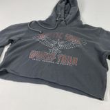 Hollister Hoodie Juniors XS Gray Mystic Soul World Tour‎ Cropped Fleece Pullover Photo 0