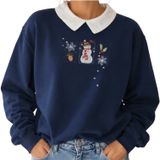 Vintage Morning Sun Topstitch Sweatshirt Collar Embroidery 90s Snowman Holiday M Photo 0