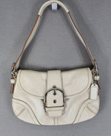 Coach Soho Flap Shoulder Bag‎ White Leather Buckle 9247 Y2K Vintage Small Photo 0