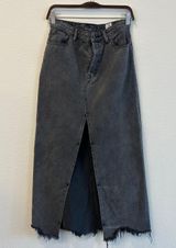 FP We The Free Maxi Denim Skirt Middle Slide Raw Hem Women’s 28 Photo 0