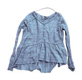 We The Free Free People Gray Waffle Knit Peplum Henley Top Long Sleeve XS Photo 0