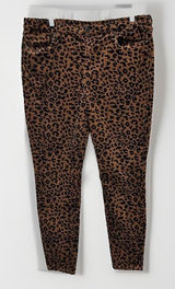 BLANKNYC The Bond Mid-Rise Skinny Corduroy Pants Leopard Print Womens 33 Photo 0
