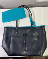 Coach Ava Tote Midnight Atlantic Crossgrain Leather Bag‎ F55469 with Pouch Photo 0