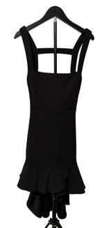 Selfie Leslie Womens Black High Low Ruffle Open Back Cocktail Dress Size Medium Photo 0