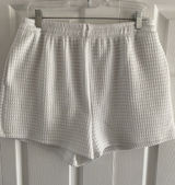 Princess Polly Waffle Knit Shorts Size 10 White‎ High Waist Textured Loungewear Photo 0
