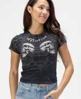 AFFLICTION Collapse Womens Baby Tee XS New Cropped Length Photo 0