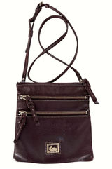 Dooney &‎ Bourke Vintage Burgundy Leather Triple Zip Crossbody Bag Photo 0
