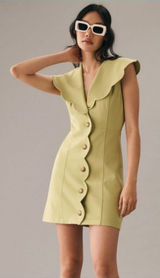 Anthropologie Maeve Scalloped Green Button Down Dress Photo 0