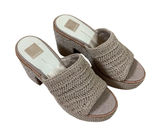 Dolce Vita Ladin Platform Sandals 9 Beige Crochet Block Heel Slide 90s Y2K Boho Photo 0