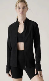 Athleta Shanti Ribbed Jacke... Women's Athletic Zip-Up Jacket with Thumbhole Photo 0