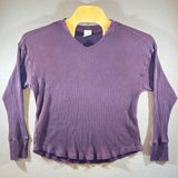 645‎ | OFFLINE by Aerie Purple Waffle Knit Relaxed Long Sleeve Top Womens Small Photo 0