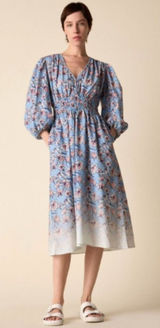 St.‎ Roche Auberon Midi Dress Size 10 Organic Cotton Coastal Beachy Vacation Photo 0