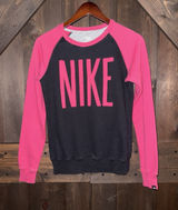 Nike Women's Sz‎ Small Sweatshirt Crewneck Pink Black Photo 0