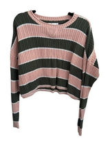 Hollister Pink and‎ Green Striped Cropped Sweater XS Photo 0