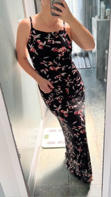 VTG 90s Byer Too Floral Maxi Dress M Black Pink Dark Fairy Whimsigoth Grunge Photo 0