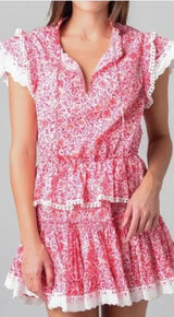 Misa Los Angeles‎ Lilian Dress Tiered Ruffle Animal Floral Print Pink Size XS Photo 0