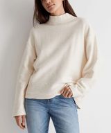 Madewell Cream Ottoman Ribbed Knit Funnel Neck Drop-Shoulder Oversize Top Size S Photo 0
