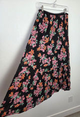 Maxi Length Tiered Floral Skirt Cotton Blend Boho Gypsy Hippie Cottagecore M Photo 0