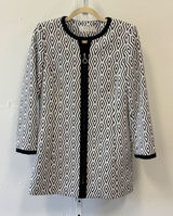 Tahari Arthur S Levine Aztec Diamond Ikat Zip Front Mid Length Jacket Coat Sz 4 Photo 0