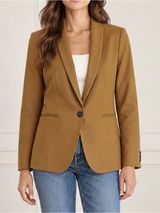 J. Crew Parke Blazer Sz 8P Camel Brown Wool Stretch One Button Career Jacket Photo 0