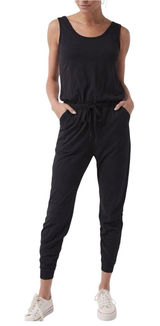 Pact Black‎ Organic Cotton All Day Easy Boho Resort Overall Jumpsuit Size Large Photo 0