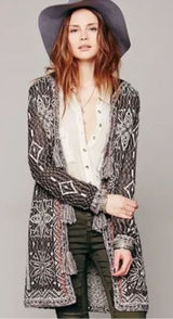 FREE PEOPLE Kai Hooded Bohemian Cardigan Wool Blend Size XS Photo 0